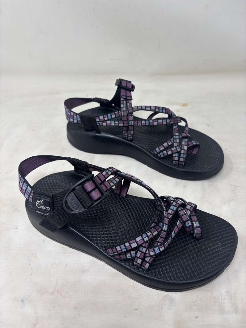 Chaco Women's Sandals in Black and Purple Geometric Strap - Picture 3 of 8